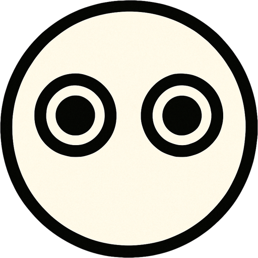 White circle with two eyes, seen from above..
In-Game asset.  2d.  High contrast.  No shadows