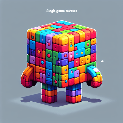 A little cube person. 2 legs. back to viewer. facing 45 degrees to the right. multicoloured skin, cartoon style.
Single Game Texture. In-Game asset. 2d. Blank background. High contrast. No shadows.