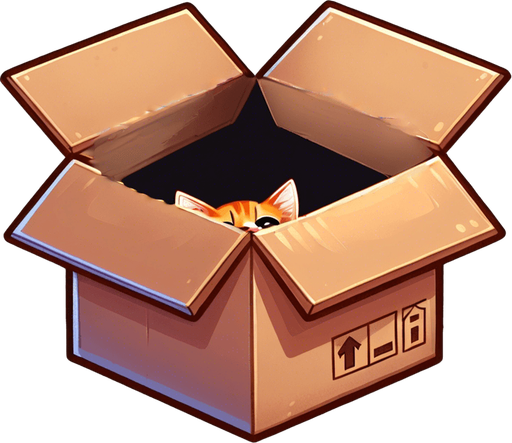 cute Chibi ginger cat peeking looks from the box into the camera. Cheeky, happy.