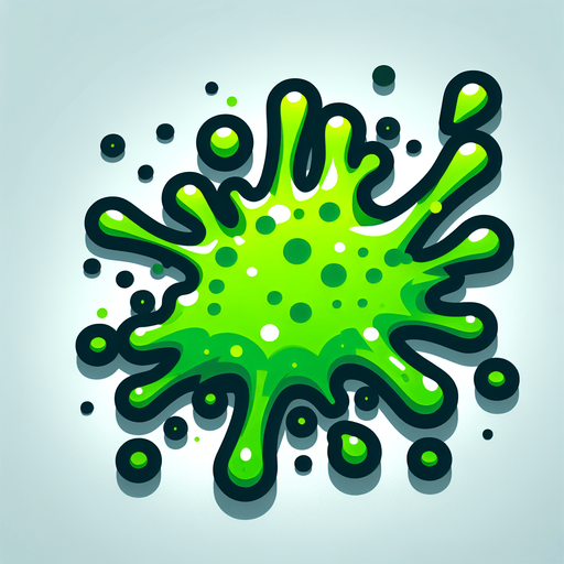 green germs splash out.
Single Game Texture.  In-Game asset.  2d.  Blank background.  High contrast.  No shadows
