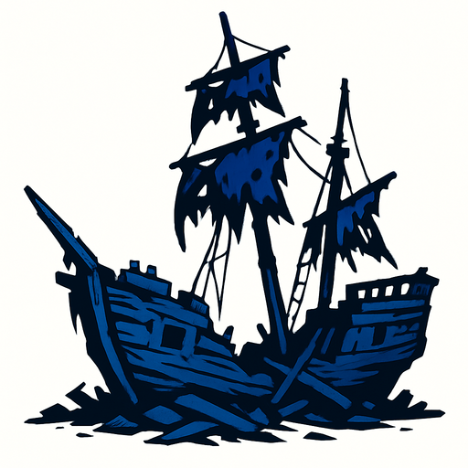 broken ship.
In-Game asset.  2d.  High contrast.  No shadows