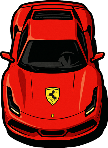 Kuş bakışı Ferrari araba.
In-Game asset.  2d.  High contrast.  No shadows