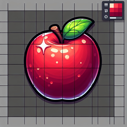Apple.
Single Game Texture. In-Game asset. 2d. Blank background. High contrast. No shadows.