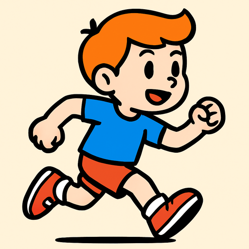 Boy running.
In-Game asset.  2d.  High contrast.  No shadows