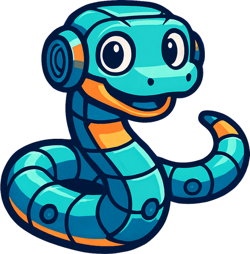 frendly robotic snake.
In-Game asset.  2d.  High contrast.  No shadows