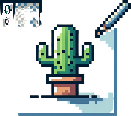 pixel art cactus.
Single Game Texture. In-Game asset. 2d. Blank background. High contrast. No shadows.