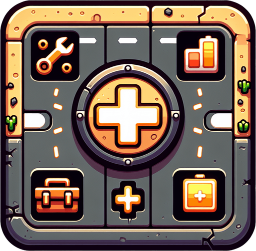 I need a 2D repair bar asset for my street racing game on the UPIT FRVR platform. Please provide:

A repair or health bar/pickup symbol

Visual elements could include:

A wrench icon

A toolbox

A glowing repair battery

A plus (+) symbol with a mechanical look

Should clearly indicate vehicle repair/health restoration

Designed for top-down or angled 2D gameplay, sized for easy pickup

Style: Clean, cartoony, visible on desert roads.
Single Game Texture.  In-Game asset.  2d.  Blank background.  High contrast.  No shadows