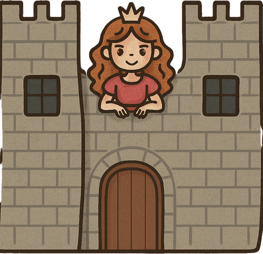 add a princess at the middle top of the castle