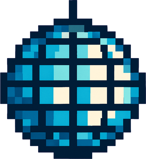 disco ball pixel art 2d.
In-Game asset.  2d.  High contrast.  No shadows