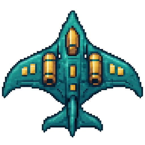 top down 32 bit image manta ray air warplane.
In-Game asset.  2d.  High contrast.  No shadows