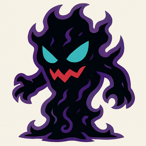 Eco oscuro personificado como un enemigo.
In-Game asset.  2d.  High contrast.  No shadows