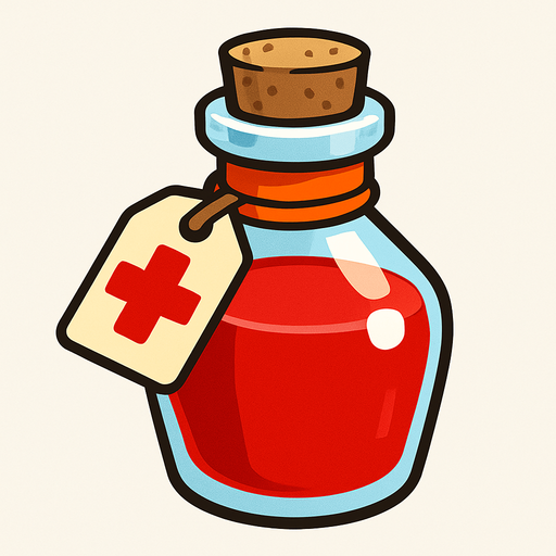 Draw a health elixir..
In-Game asset.  2d.  High contrast.  No shadows