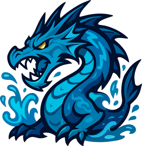 Dragon farouche de l'eau.
In-Game asset.  2d.  High contrast.  No shadows