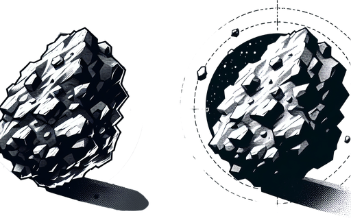 space rock.
Single Game Texture. In-Game asset. 2d. Blank background. High contrast. No shadows.