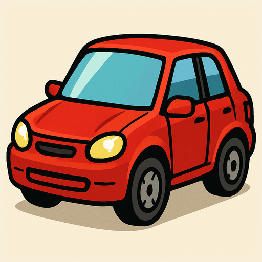 Red car.
In-Game asset.  2d.  High contrast.  No shadows