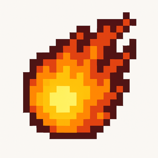 bola de fuego de pixeles.
In-Game asset.  2d.  High contrast.  No shadows