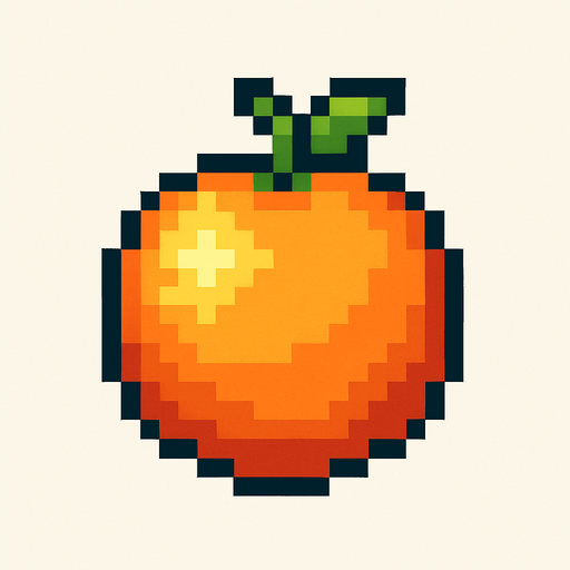 Make me a pixel 2d orange.
In-Game asset.  2d.  High contrast.  No shadows