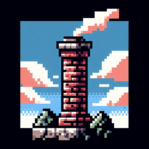 8-bit chimney. in game asset. Single Game Texture. In-Game asset. 2d. Blank background. High contrast. No shadows.