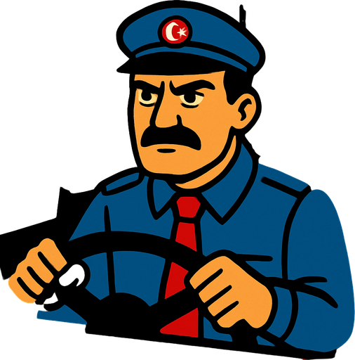 türk milliyetçisi  şöför.
In-Game asset.  2d.  High contrast.  No shadows