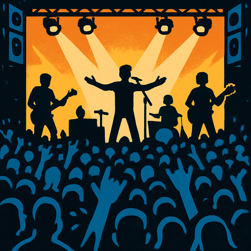 dinleyicelerin olsun kalabalık bir konser ortamı arka plan.
In-Game asset.  2d.  High contrast.  No shadows