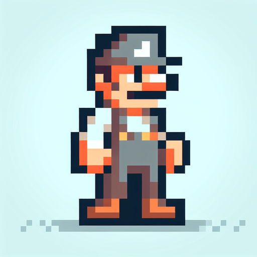 pixel mario character. 2d
Single Game Texture.  In-Game asset.  2d.  Blank background.  High contrast.  No shadows