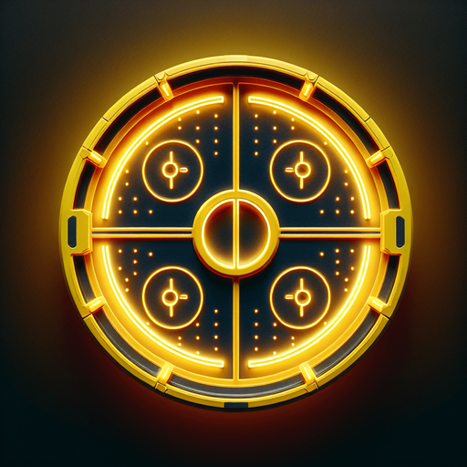 Air hockey disk with neon yellow lights. top view.
Single Game Texture. In-Game asset. 2d. Blank background. High contrast. No shadows.