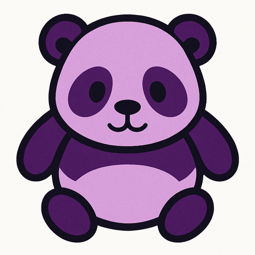 purple panda top view.
In-Game asset.  2d.  High contrast.  No shadows