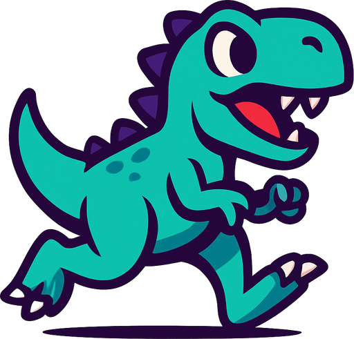 running dinosour.
In-Game asset.  2d.  High contrast.  No shadows