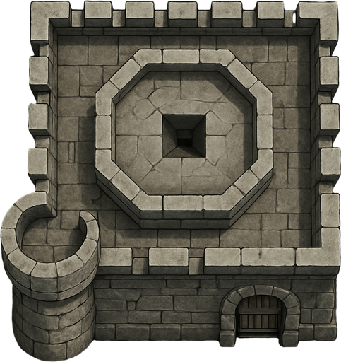 Askeri Kule, gerçekçi, üstten görünüm, yazısız.
In-Game asset.  High contrast.  No shadows