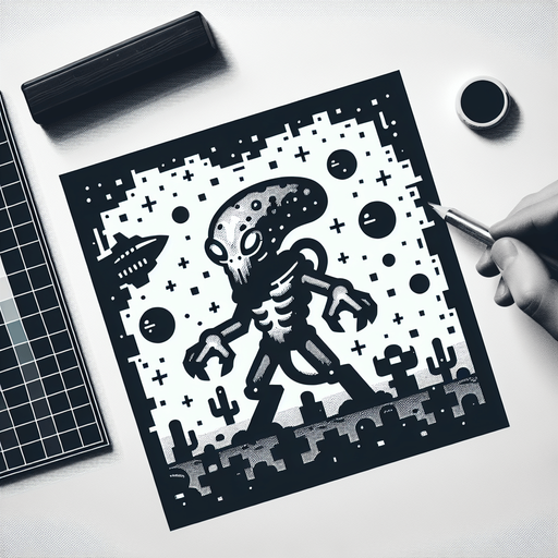 space enemy.
Single Game Texture.  In-Game asset.  2d.  Blank background.  High contrast.  No shadows