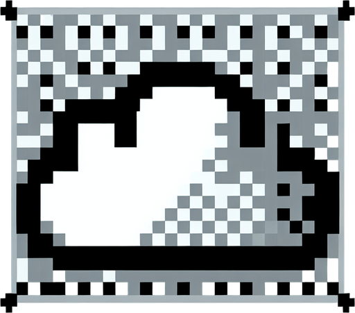 cloud. Dot picture. Single Game Texture. In-Game asset. 2d. Blank background. High contrast. No shadows.