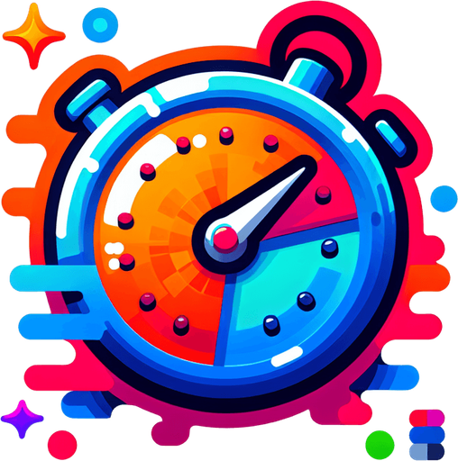 A colorfull simple stop Watch icon without shadows.
Single Game Texture. In-Game asset. 2d. Blank background. High contrast. No shadows.
