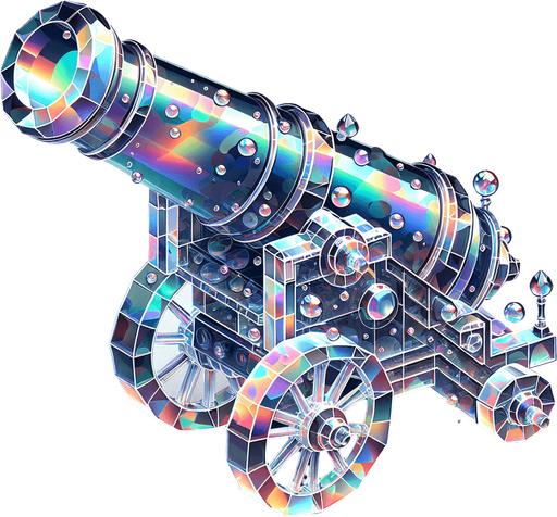 A cannon made out of a bubble.
Single Game Texture.  In-Game asset.  2d.  Blank background.  High contrast.  No shadows
