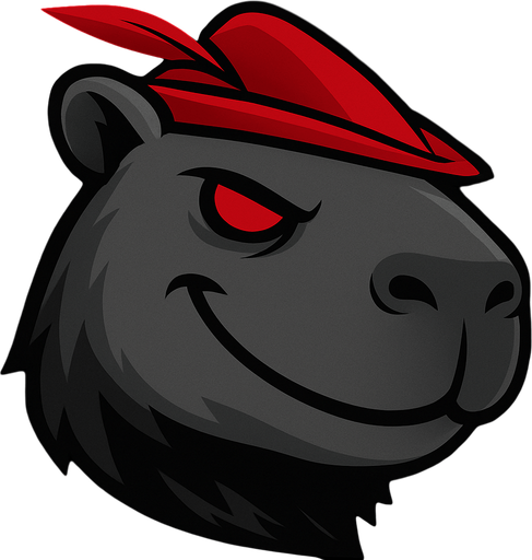 Agregale un sombrero rojo de robinhood, cambia la explesion a sonrisa malvada sin mostrar los dientes. Recuerda usar los rasgos y formas de un capibara.