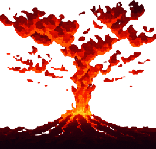 Volcanic sky, red-orange fiery clouds, lava glow effect, hot atmosphere, dramatic red gradient, 2D pixel art.
In-Game asset.  2d.  High contrast.  No shadows