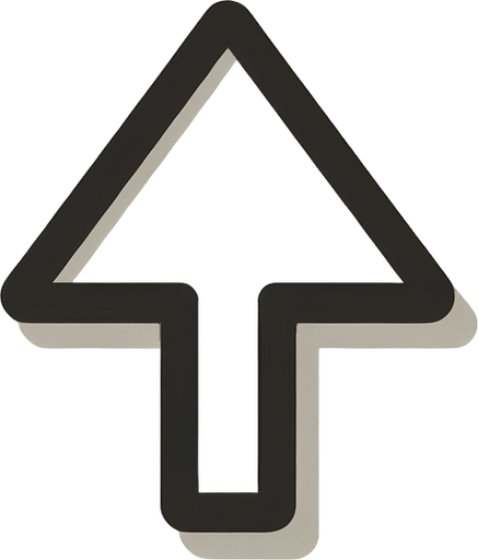 Simple white arrow pointing up. Mouse cursor like. Black outline. No shadow