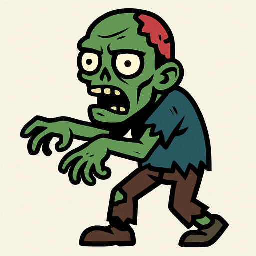 Bir zombi çiz ama 2 boyutlu.
In-Game asset.  2d.  High contrast.  No shadows