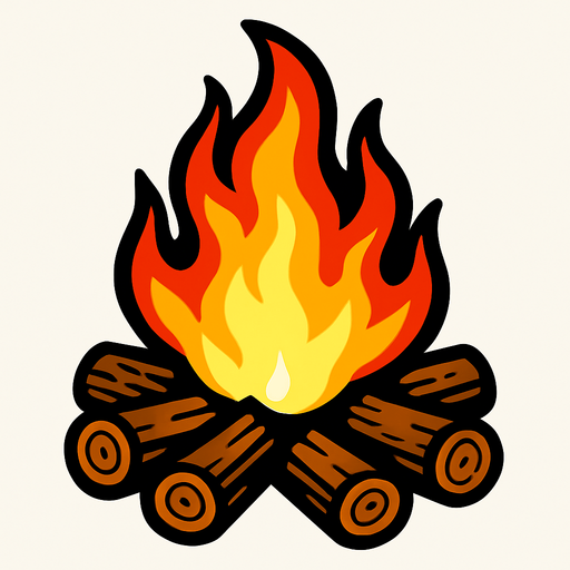 a campfire.
In-Game asset.  2d.  High contrast.  No shadows