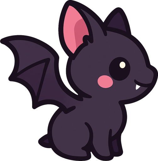 kawaii shadown bat de lado.
In-Game asset.  2d.  High contrast.  No shadows