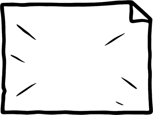 horizontal papel blanco.
In-Game asset.  2d.  High contrast.  No shadows