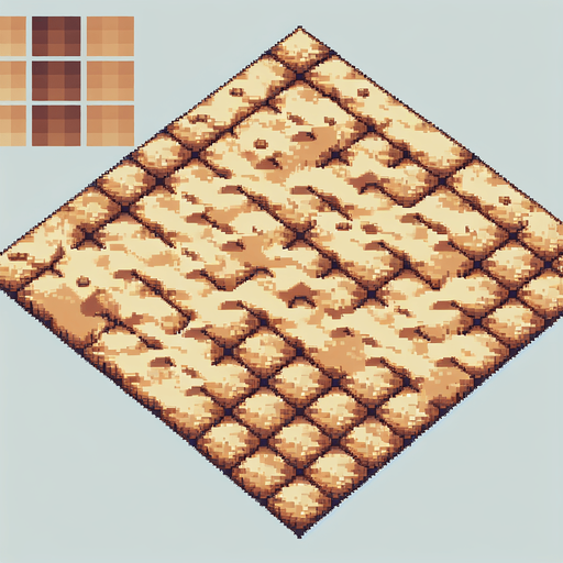 pixel art tiling of a desert sandy ground..
Single Game Texture. In-Game asset. 2d. Blank background. High contrast. No shadows.