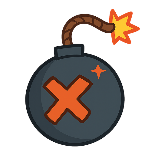 A bomb. No background. Transparent background. Blank background. No shadows. 2d. In-Game asset. flat