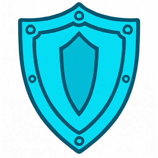 Cyan
 shield.
In-Game asset.  2d.  High contrast.  No shadows