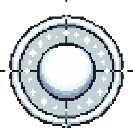 pixel art of a white orb with a halo.
Single Game Texture. In-Game asset. 2d. Blank background. High contrast. No shadows.