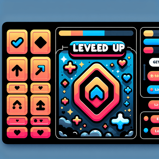 Level up.
Single Game Texture. In-Game asset. 2d. Blank background. High contrast. No shadows.