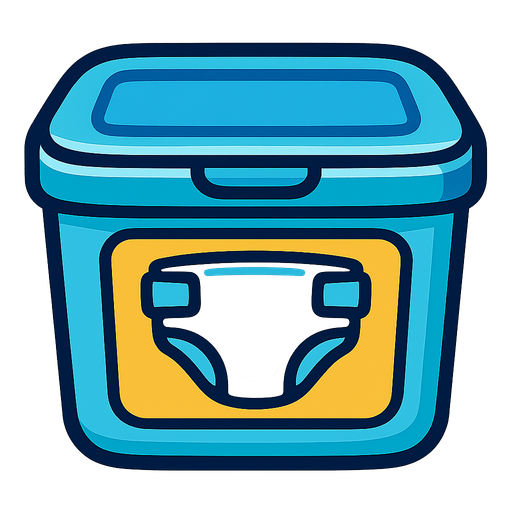 Diaper container top down.
In-Game asset.  2d.  High contrast.  No shadows