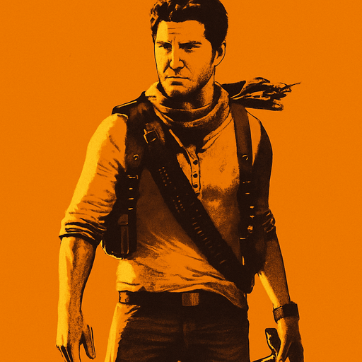 but like nathan drake.
In-Game asset.  2d.  High contrast.  No shadows