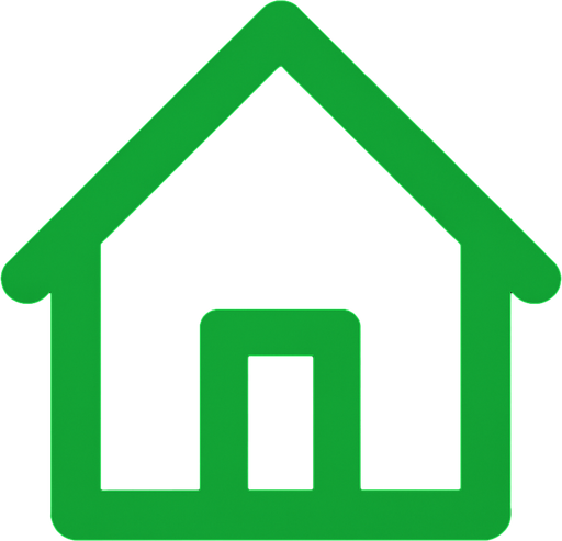 uN SIMBOLO verde de una casita, para el menu de volver al menu principal. sin letras.
In-Game asset.  2d.  High contrast.  No shadows