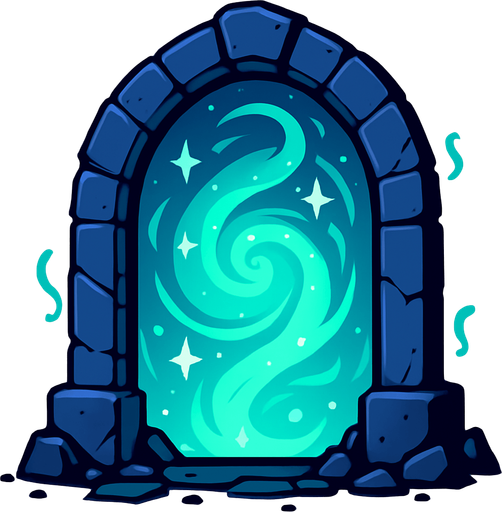 big portal magical door.
In-Game asset.  2d.  High contrast.  No shadows