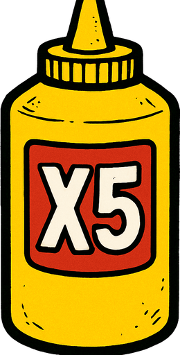 Mustard Bottle, label is x5.
In-Game asset.  2d.  High contrast.  No shadows